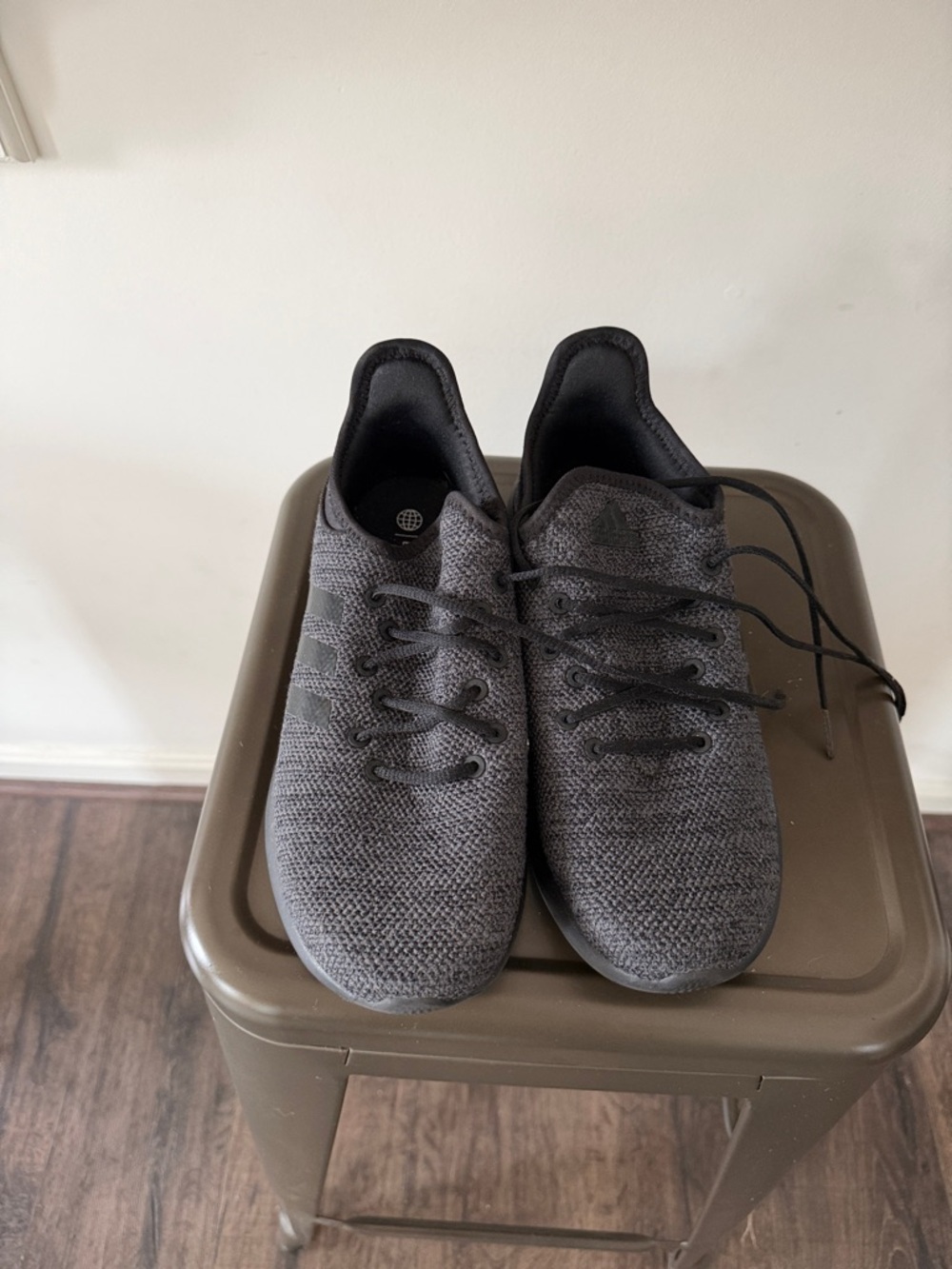 Previously Loved Adidas Kids Charcoal Knit Lace-Up Sneakers